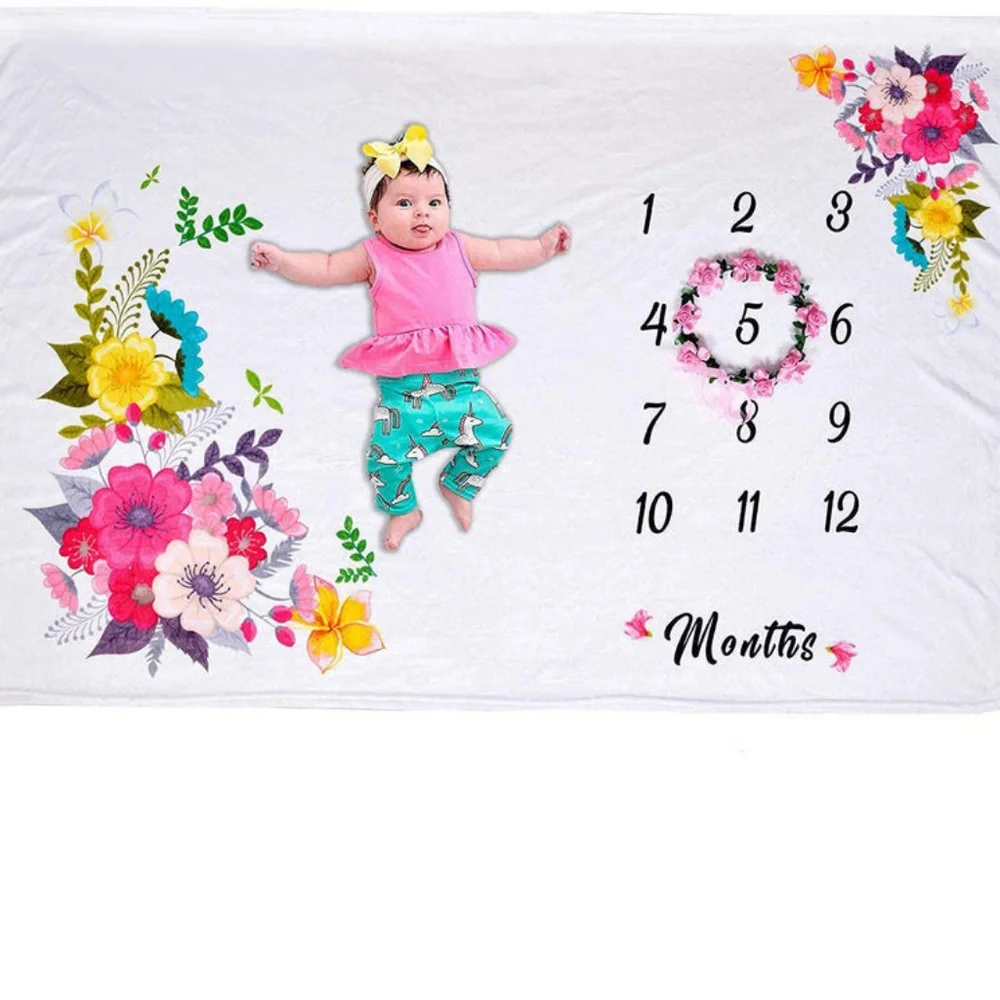 Luxurious floral milestone baby blanket